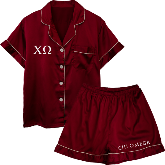 Chi Omega Embroidered Ladies' Pajama Sets