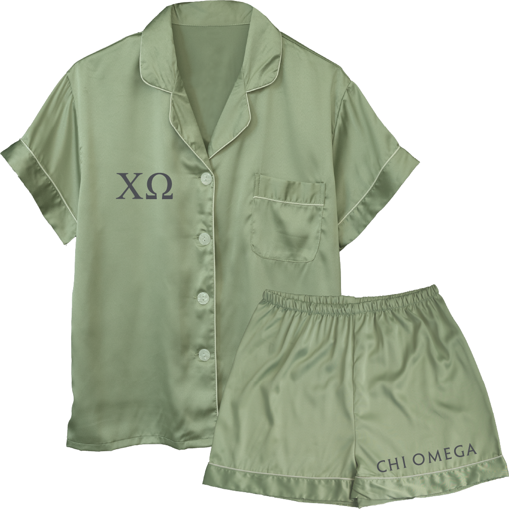 Chi Omega Embroidered Ladies' Pajama Sets