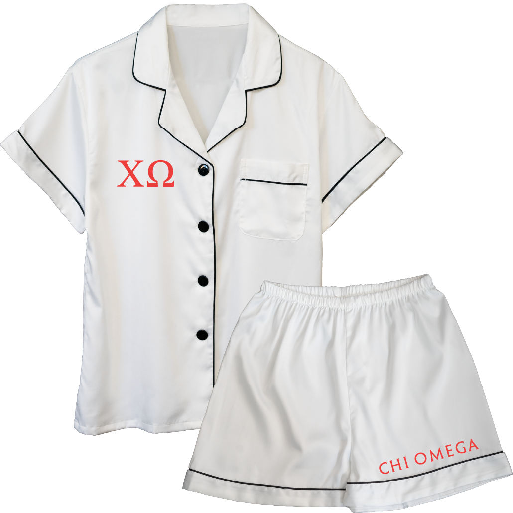 Chi Omega Embroidered Ladies' Pajama Sets