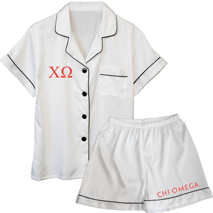 Chi Omega Embroidered Ladies' Pajama Sets