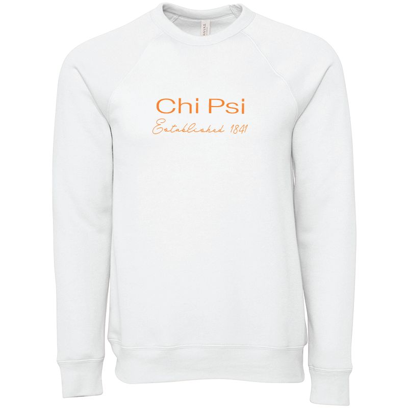 Chi Psi Embroidered Printed Name Crewneck Sweatshirts