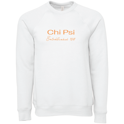 Chi Psi Embroidered Printed Name Crewneck Sweatshirts