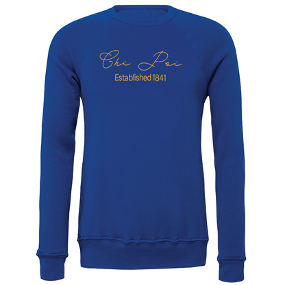 Chi Psi Embroidered Scripted Name Crewneck Sweatshirts