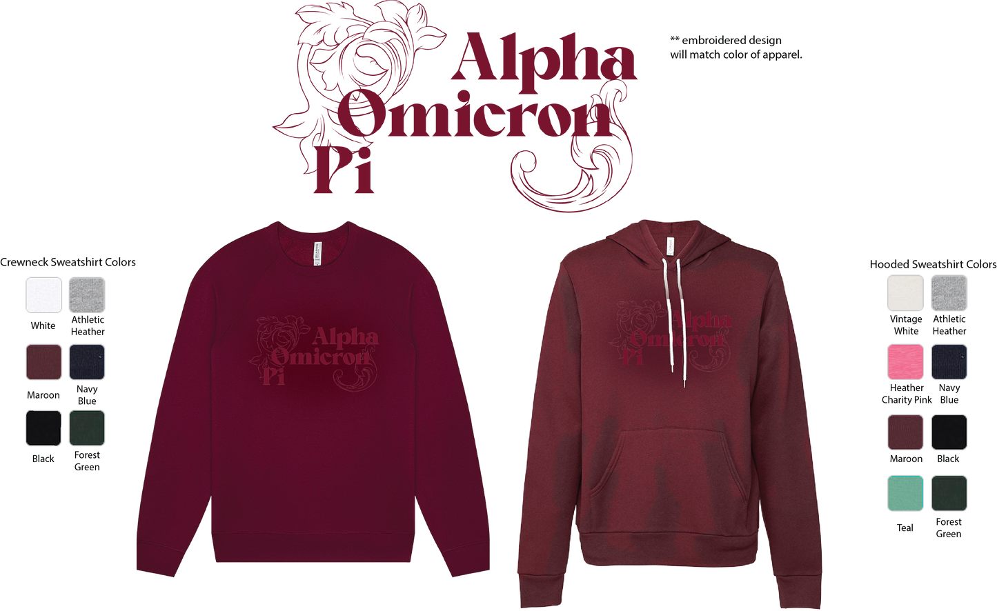 Alpha Omicron Pi Monochromatic Crewneck