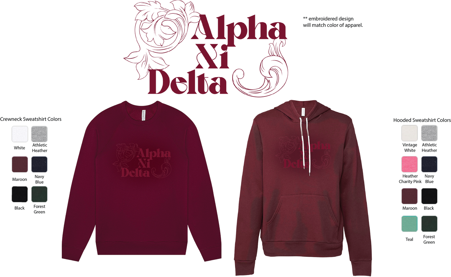 Alpha Xi Delta Monochromatic Crewneck