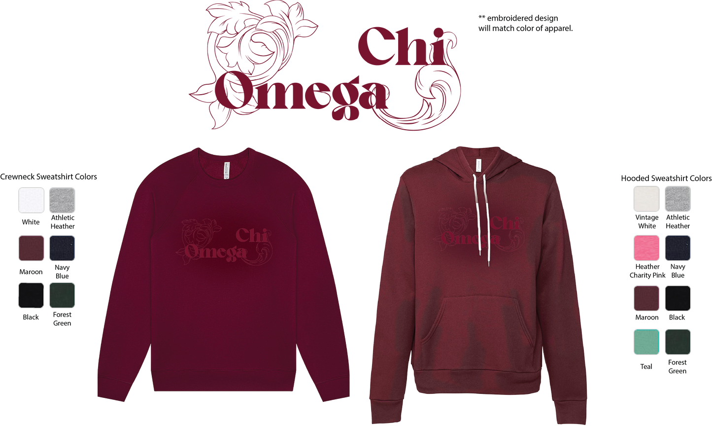 Chi Omega Monochromatic Crewneck