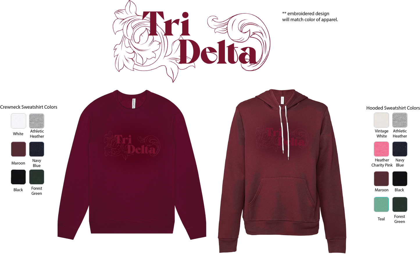 Delta Delta Delta Monochromatic Crewneck