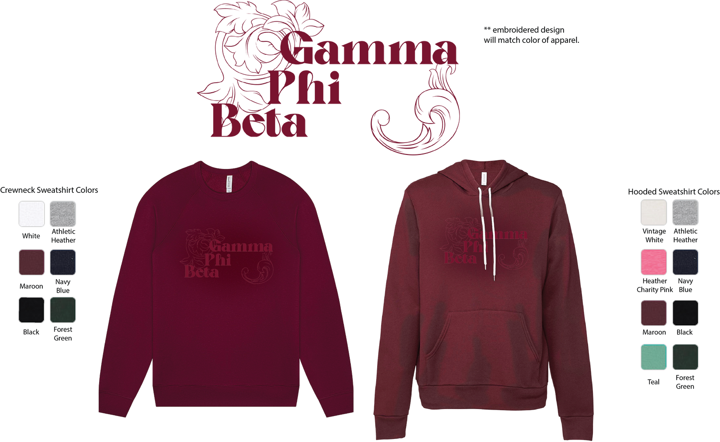 Gamma Phi Beta Monochromatic Hoodie