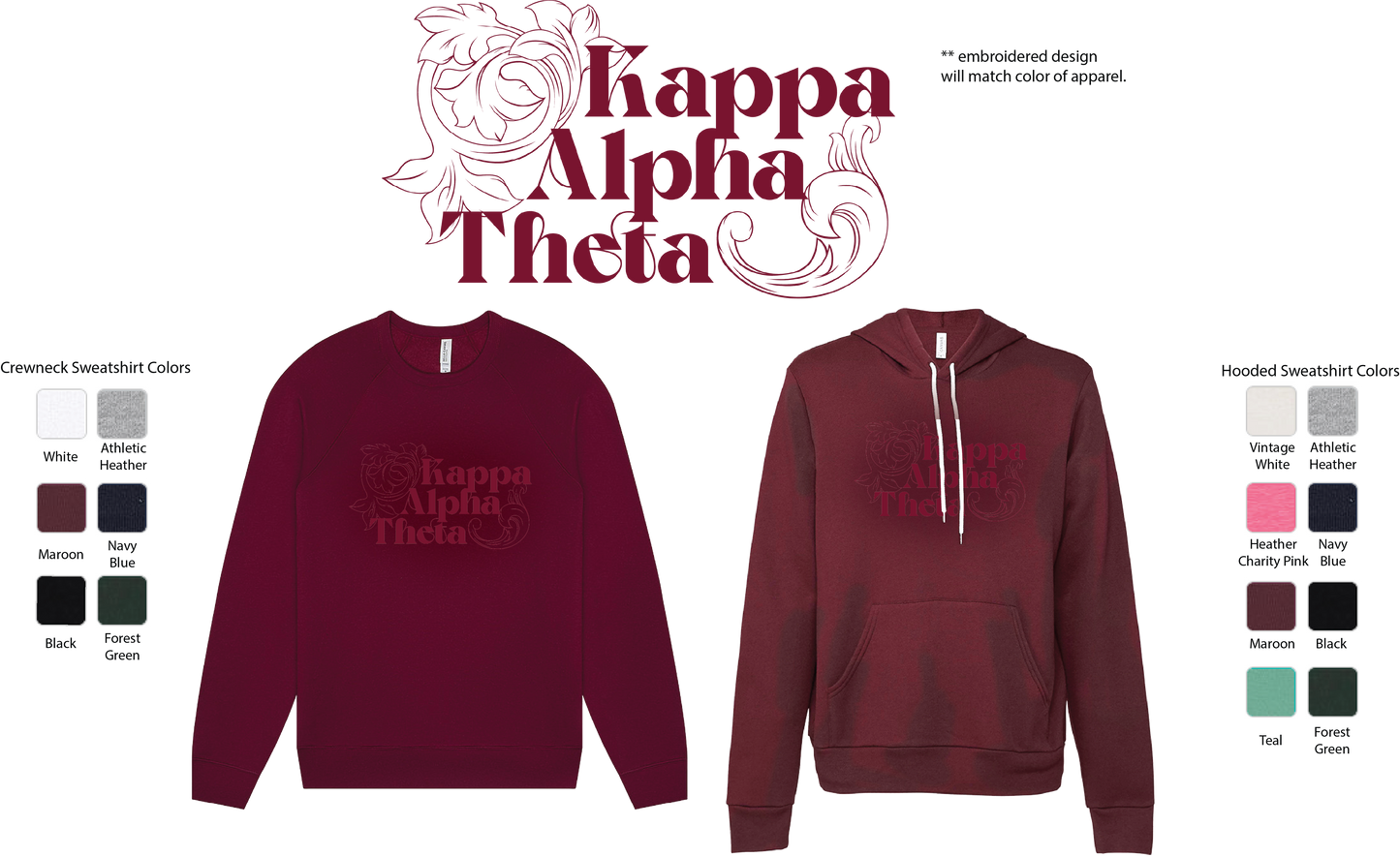 Kappa Alpha Theta Monochromatic Crewneck