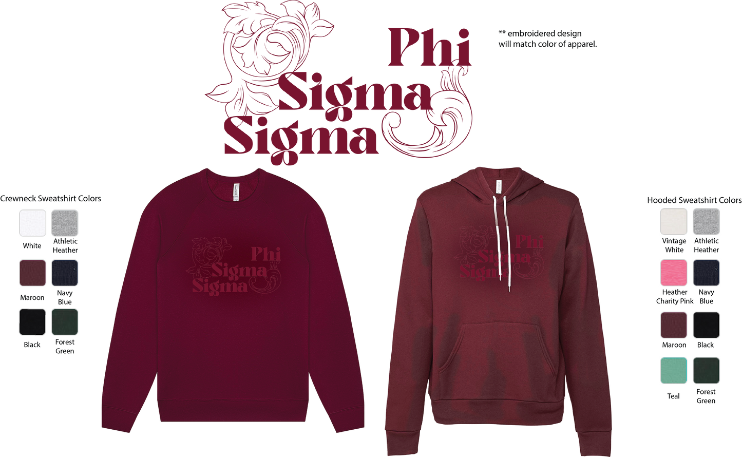 Phi Sigma Sigma Monochromatic Crewneck