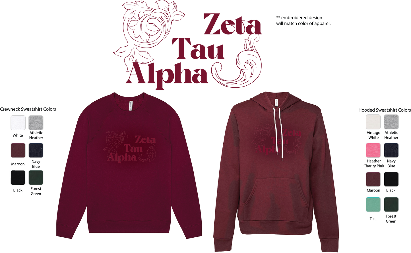 Zeta Tau Alpha Monochromatic Hoodie