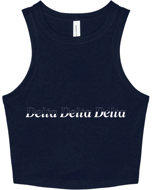 Delta Delta Delta Stitched Outline Cropped Tanks