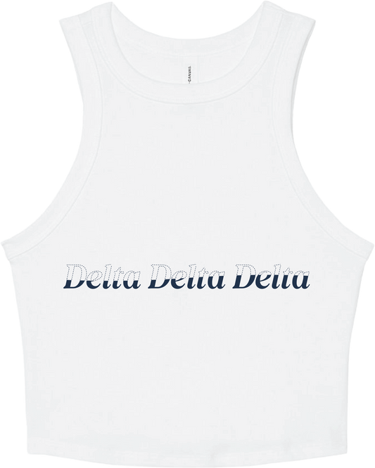 Delta Delta Delta Stitched Outline Cropped Tanks