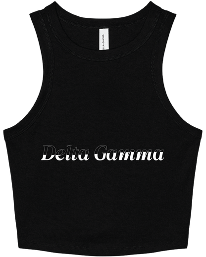 Delta Gamma Stitched Outline Cropped Tanks