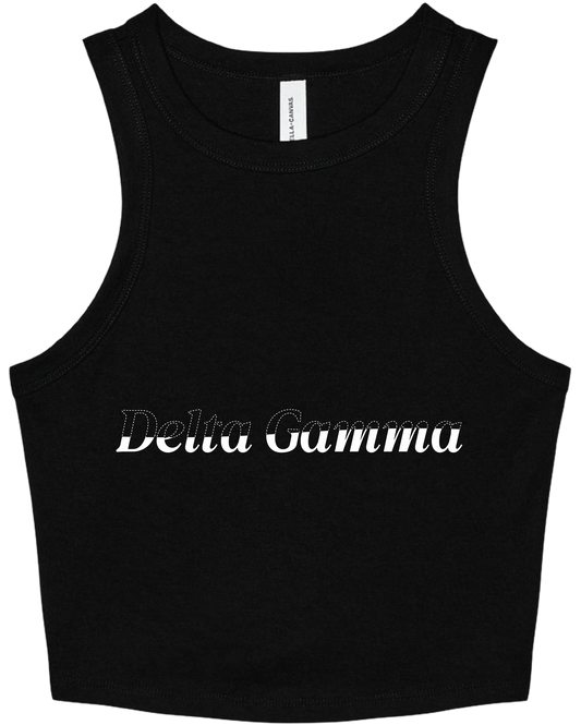 Delta Gamma Stitched Outline Cropped Tanks