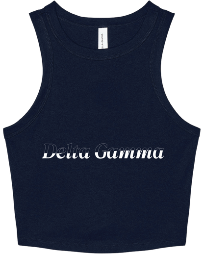 Delta Gamma Stitched Outline Cropped Tanks