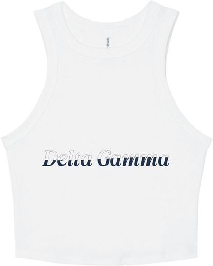Delta Gamma Stitched Outline Cropped Tanks