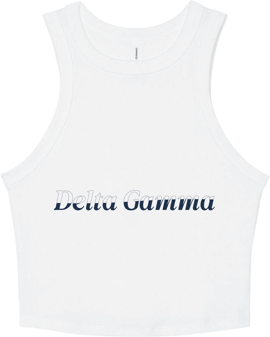 Delta Gamma Stitched Outline Cropped Tanks