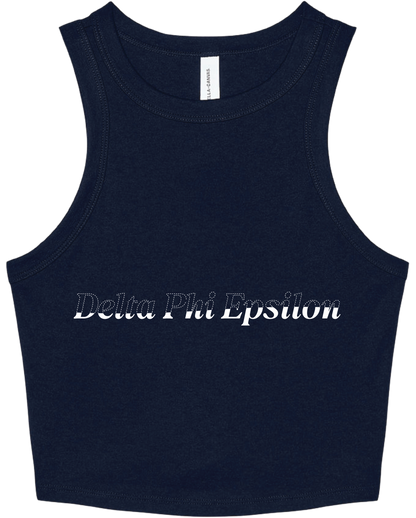 Delta Phi Epsilon Stitched Outline Cropped Tanks