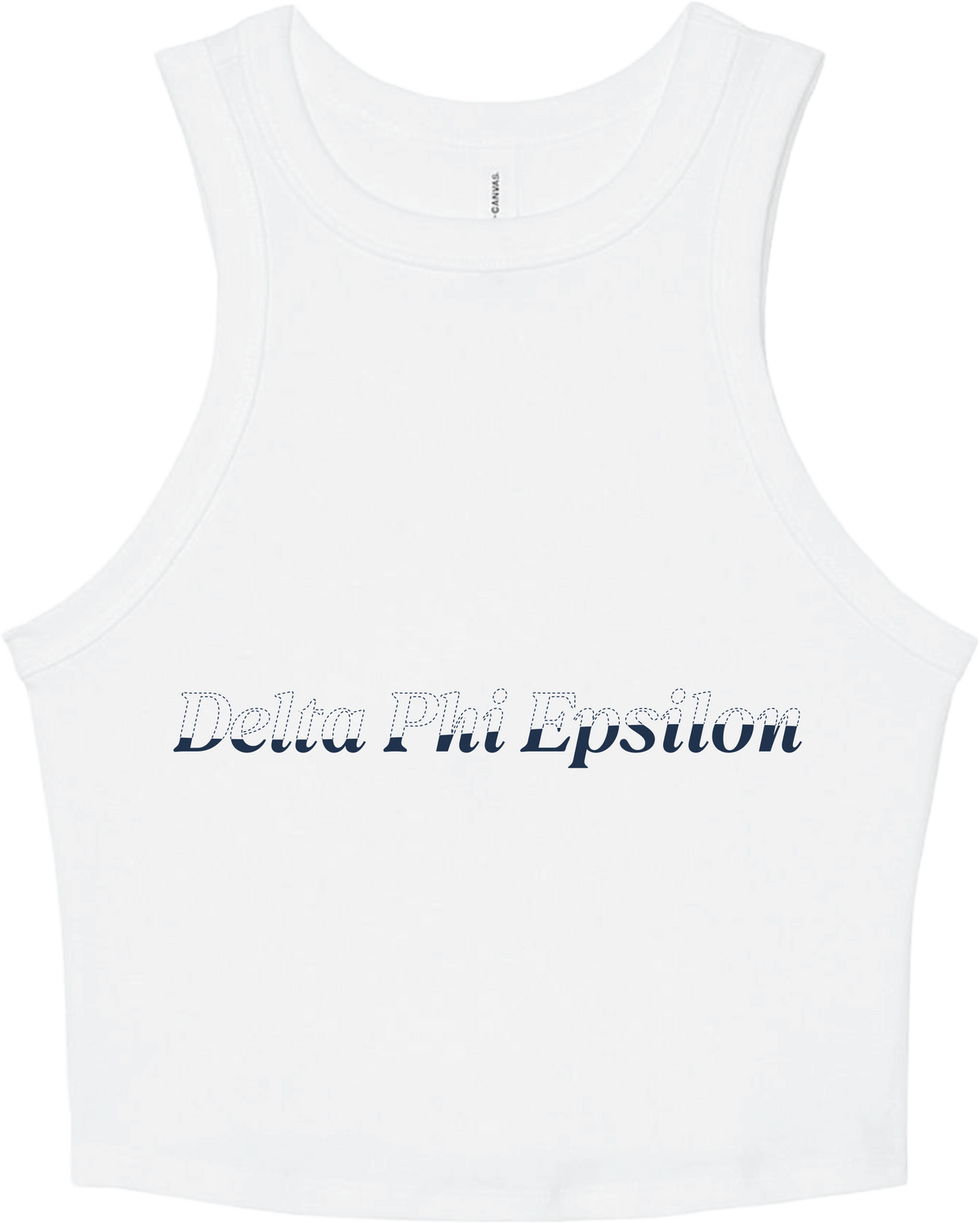 Delta Phi Epsilon Stitched Outline Cropped Tanks