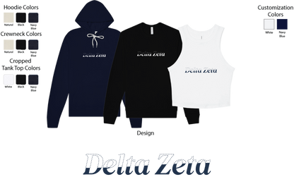 Delta Zeta Stitched Outline Hoodies