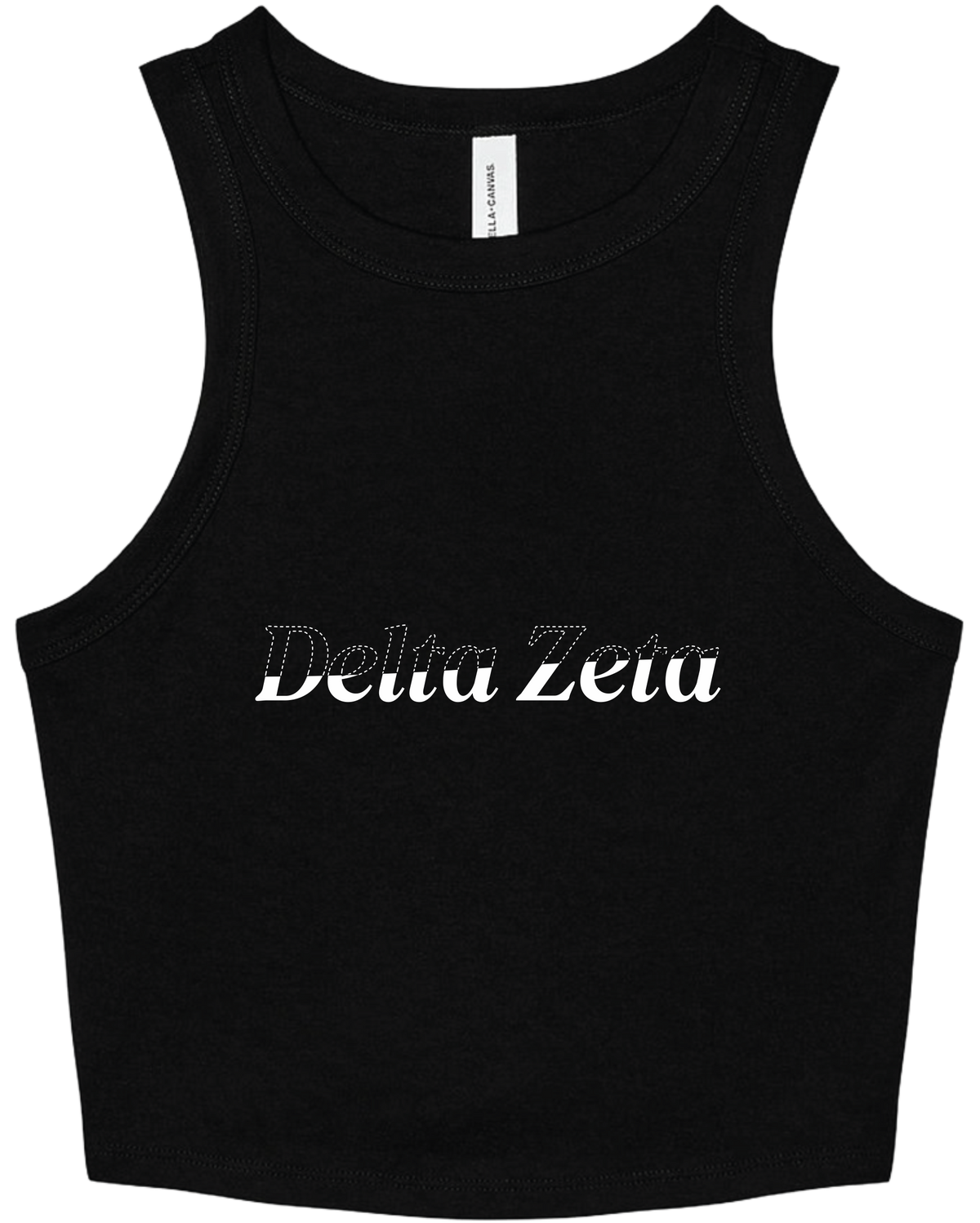Delta Zeta Stitched Outline Cropped Tanks