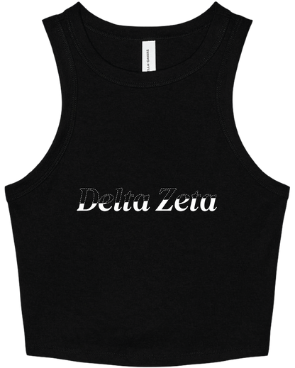 Delta Zeta Stitched Outline Cropped Tanks