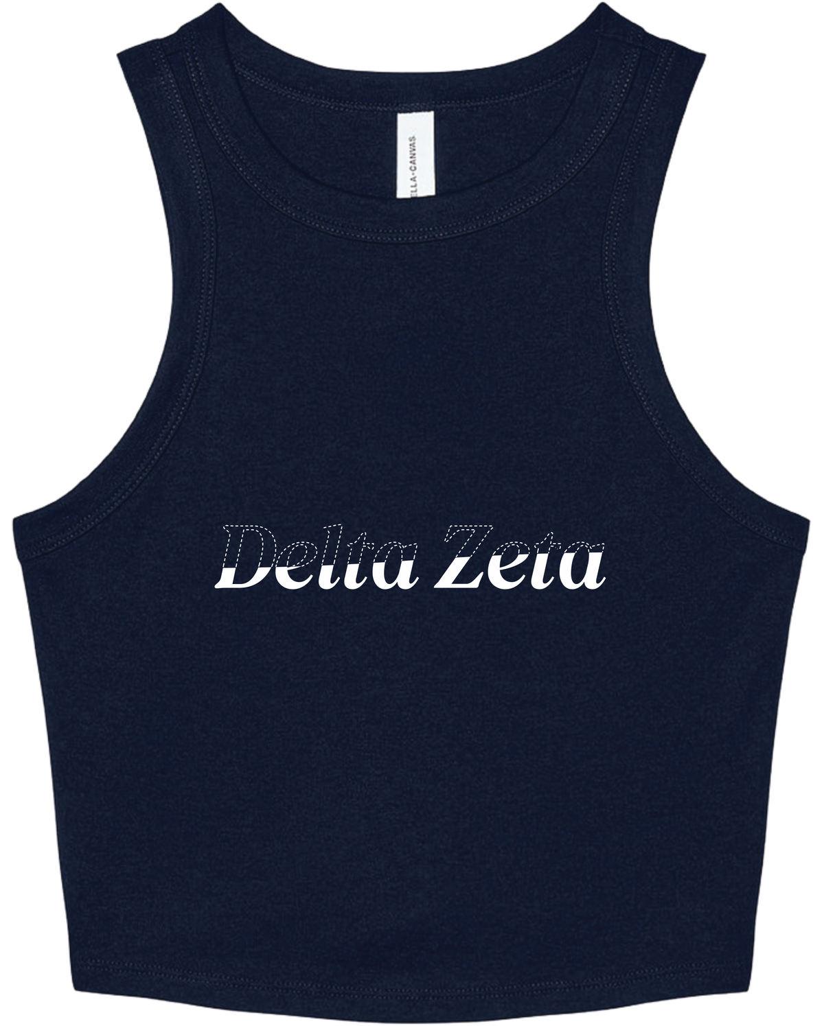 Delta Zeta Stitched Outline Cropped Tanks
