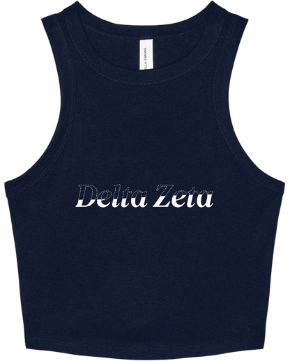 Delta Zeta Stitched Outline Cropped Tanks