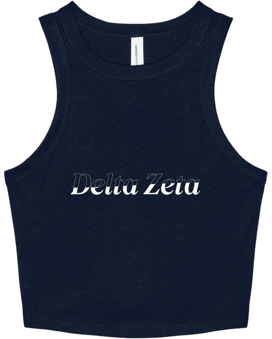Delta Zeta Stitched Outline Cropped Tanks