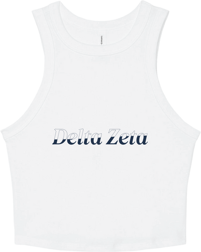 Delta Zeta Stitched Outline Cropped Tanks