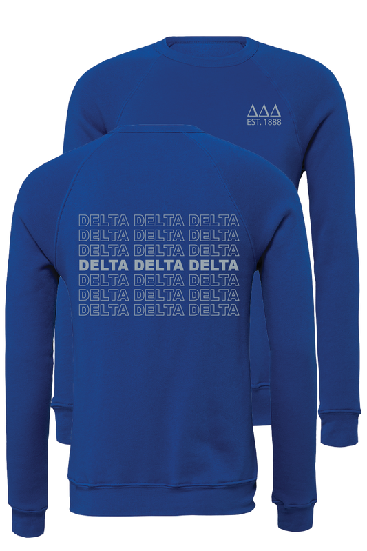 Delta Delta Delta Repeating Name Crewneck Sweatshirts