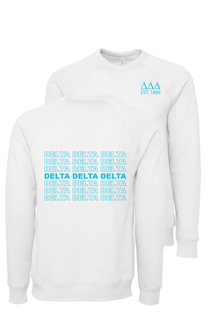 Delta Delta Delta Repeating Name Crewneck Sweatshirts