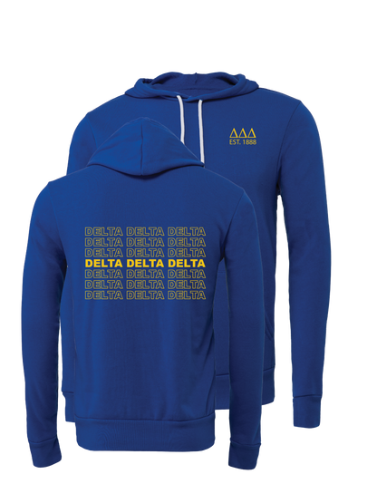 Delta Delta Delta Repeating Name Hooded Sweatshirts