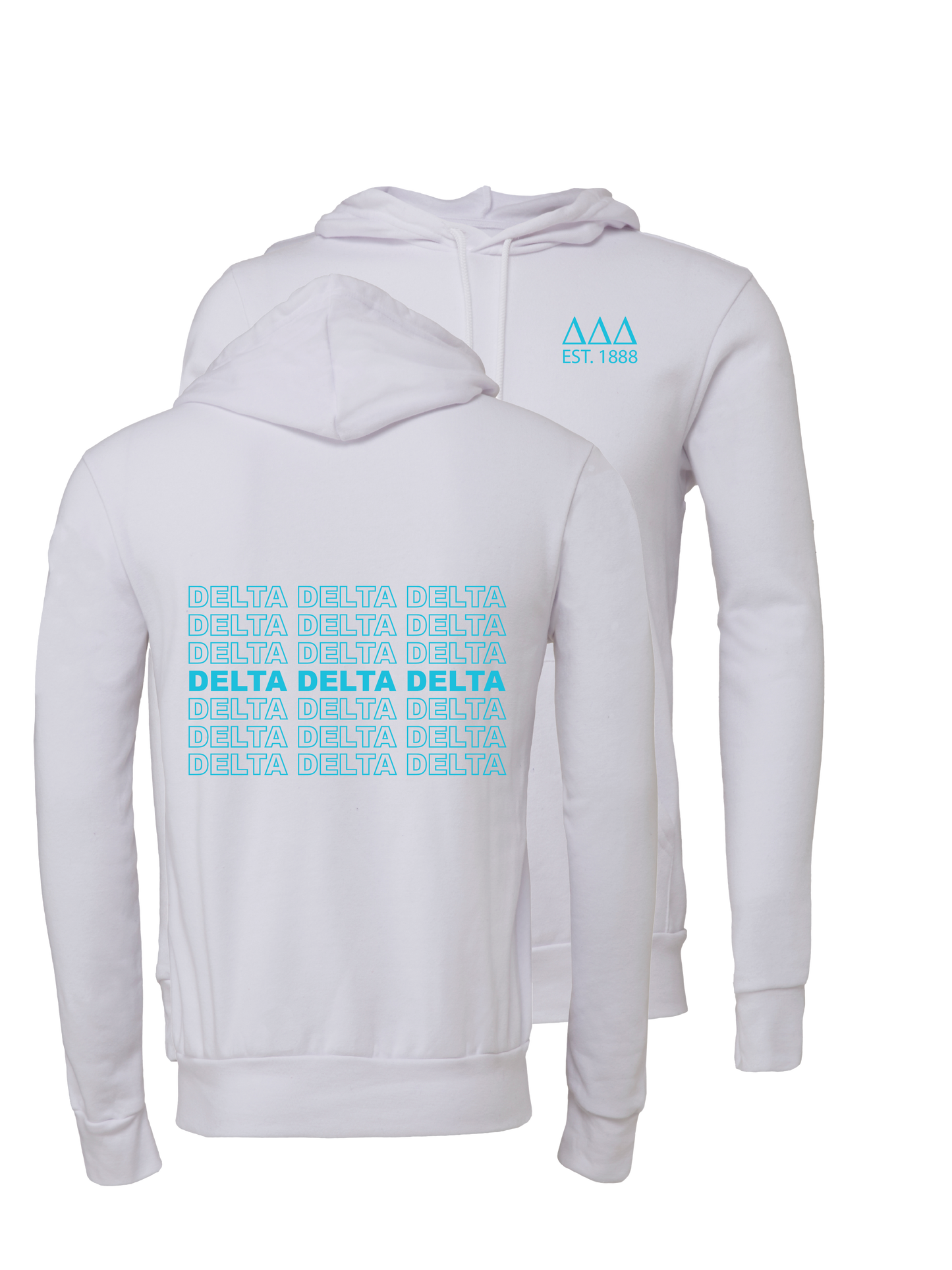 Delta Delta Delta Repeating Name Hooded Sweatshirts