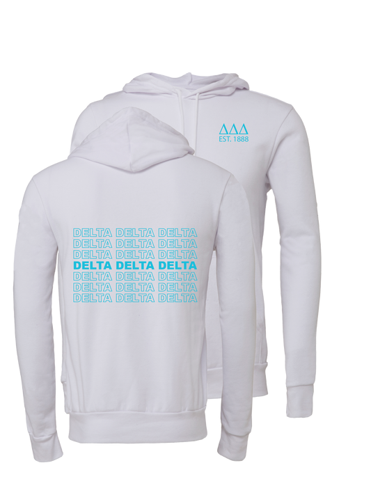 Delta Delta Delta Repeating Name Hooded Sweatshirts