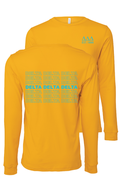 Delta Delta Delta Repeating Name Long Sleeve T-Shirts