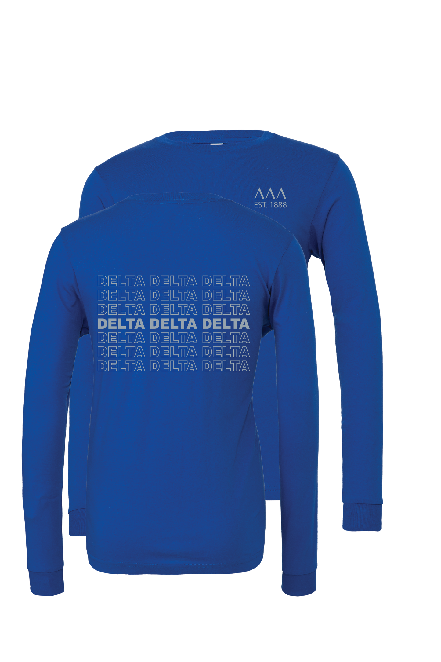 Delta Delta Delta Repeating Name Long Sleeve T-Shirts