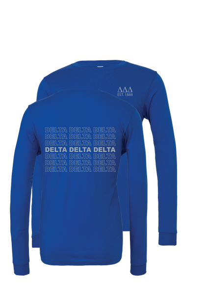 Delta Delta Delta Repeating Name Long Sleeve T-Shirts