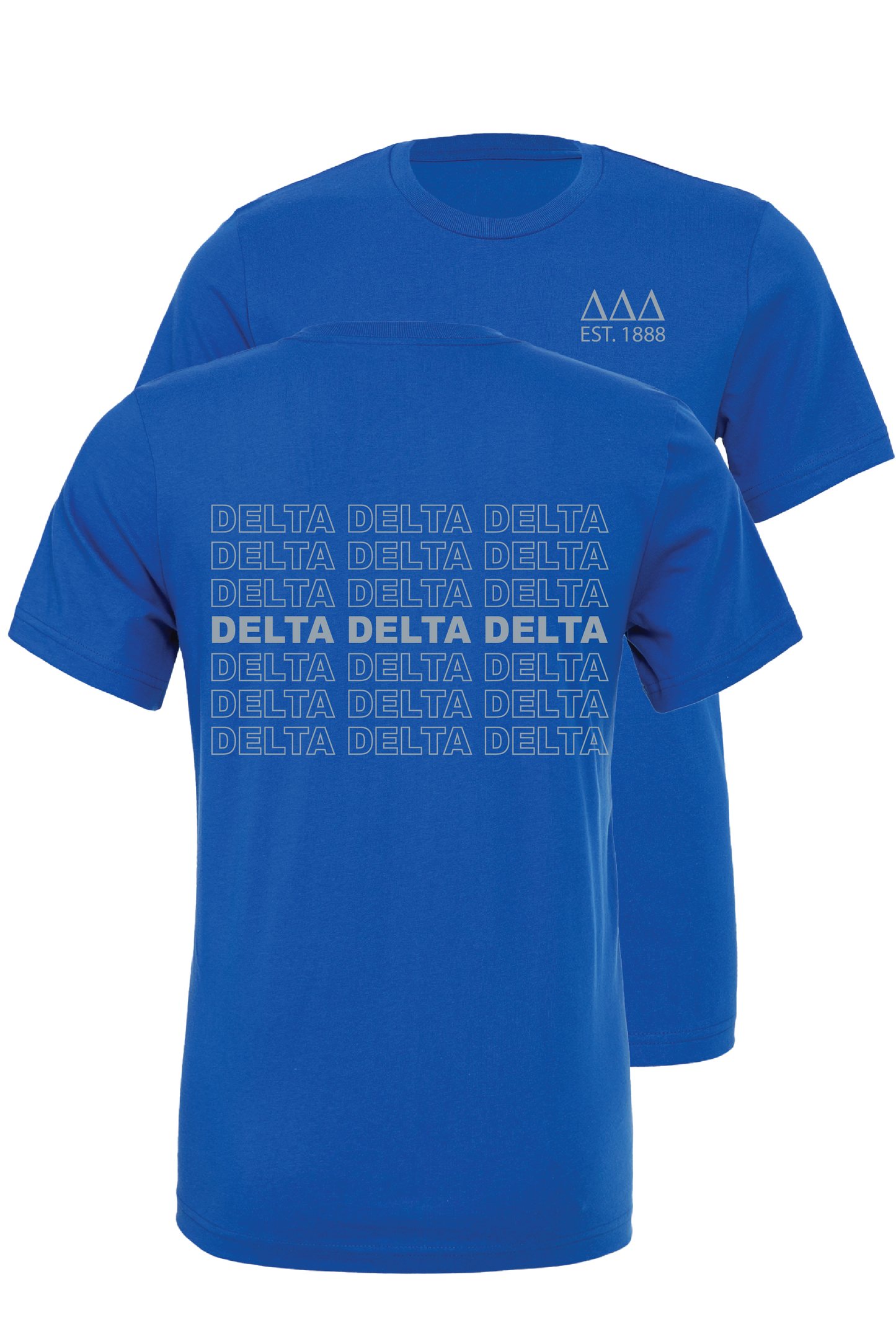 Delta Delta Delta Repeating Name Short Sleeve T-Shirts