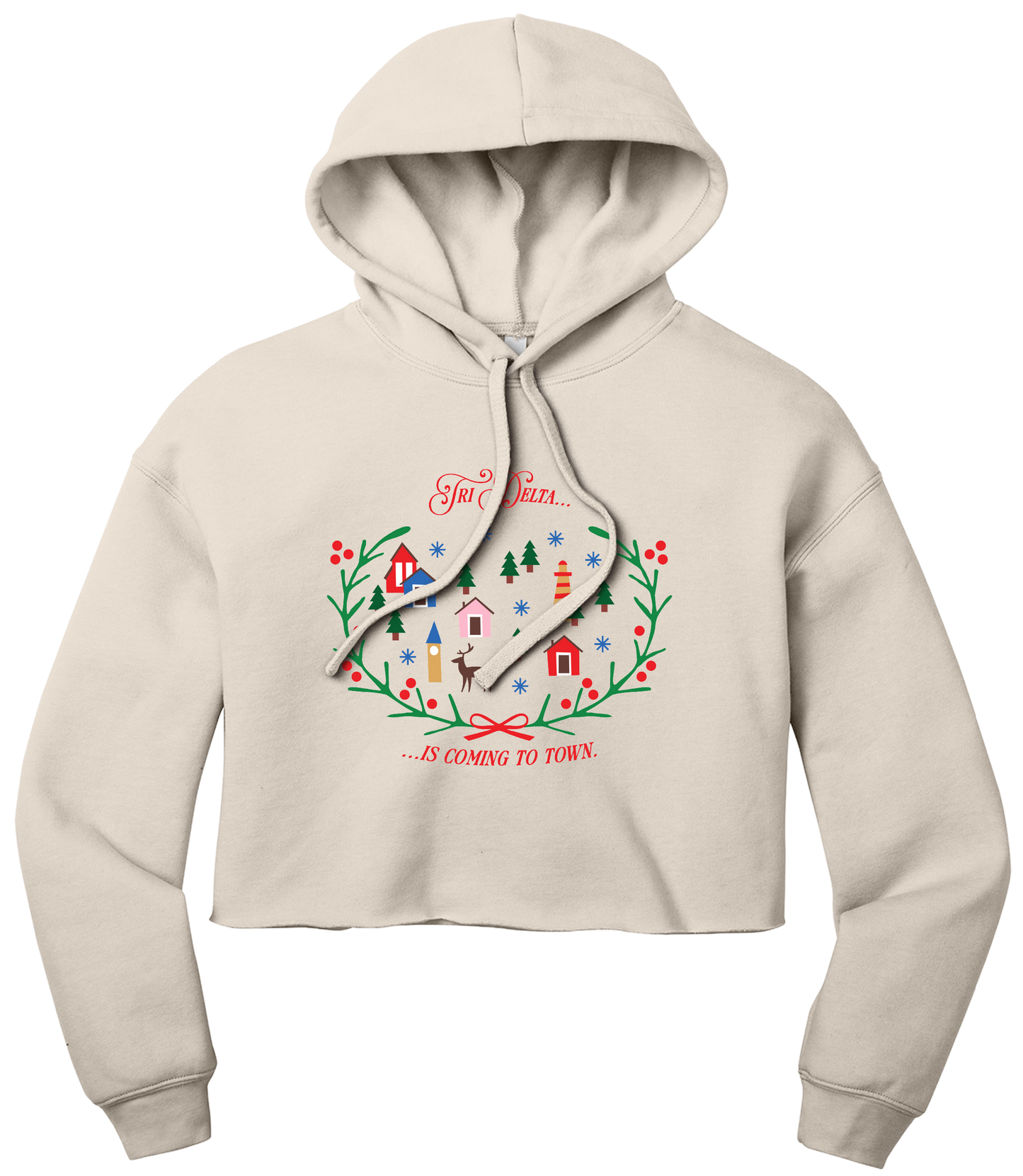 Delta Delta Delta Christmas Village Cropped Hoodie