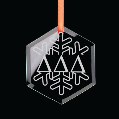 Delta Delta Delta Hexagon Single-Snowflake Ornament