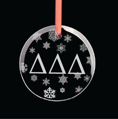 Delta Delta Delta Round Multi-Snowflake Ornament