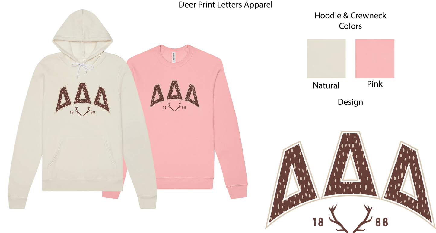 Delta Delta Delta Fawn Print Varsity Hoodie