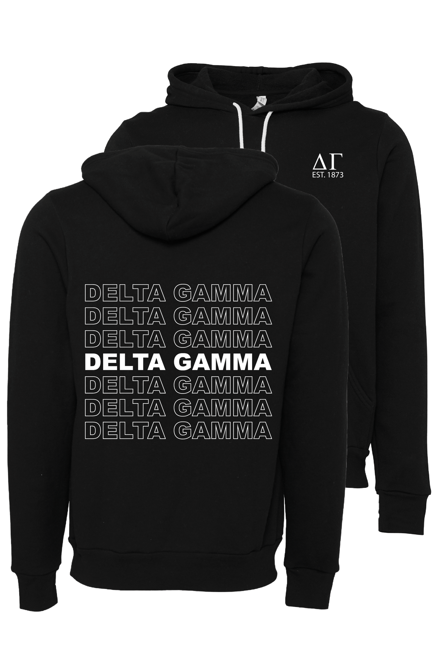 Delta Gamma Repeating Name Hooded Sweatshirts