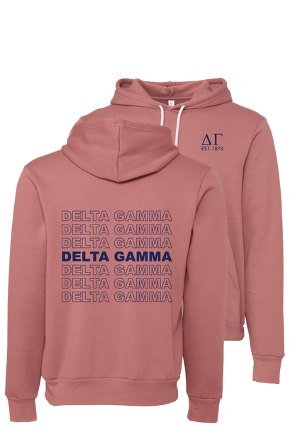 Delta Gamma Repeating Name Hooded Sweatshirts