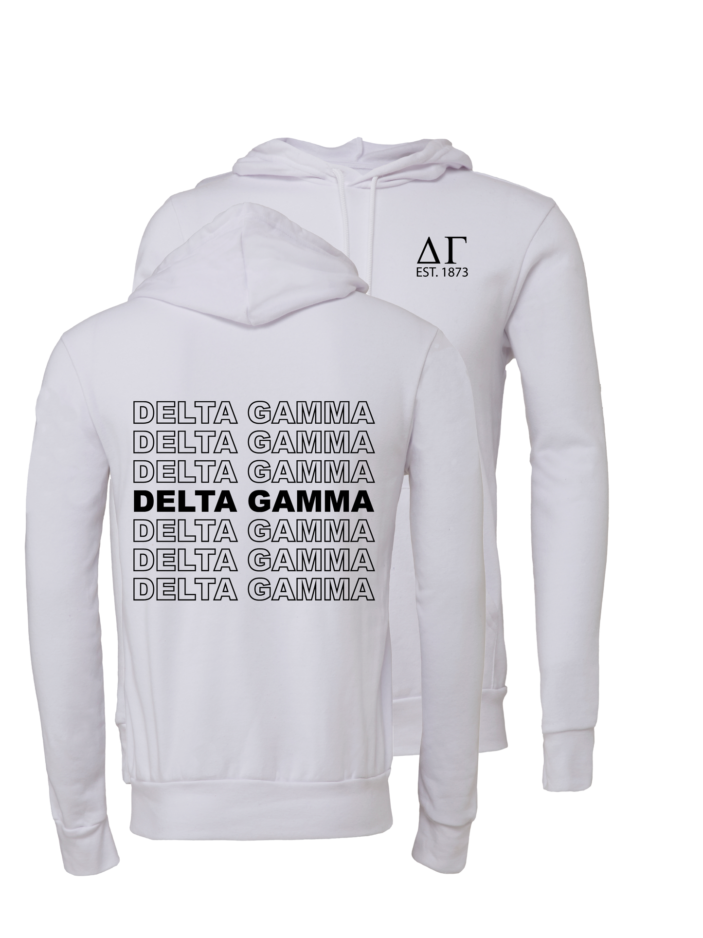 Delta Gamma Repeating Name Hooded Sweatshirts