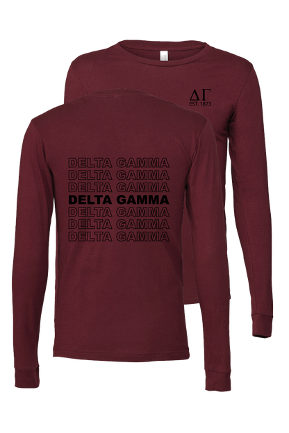 Delta Gamma Repeating Name Long Sleeve T-Shirts