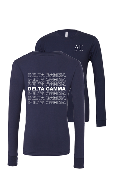 Delta Gamma Repeating Name Long Sleeve T-Shirts