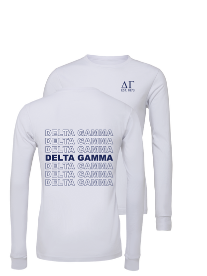 Delta Gamma Repeating Name Long Sleeve T-Shirts